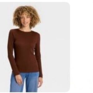 A New Day Slim Fit Long Sleeve Top Brown Sz L